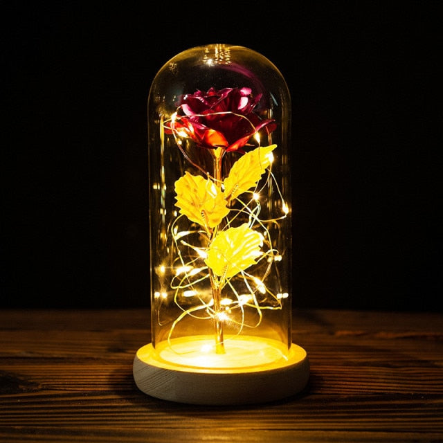 Galaxy Rose, Glass Rose, Enchanted Galaxy Rose In A Glass Dome, Beauty and the Beast Rose, Glowing Led Rose,