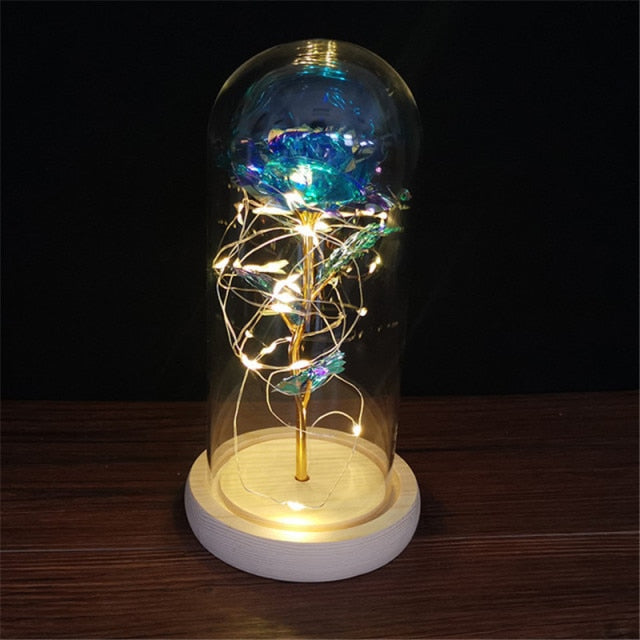 Galaxy Rose, Glass Rose, Enchanted Galaxy Rose In A Glass Dome, Beauty and the Beast Rose, Glowing Led Rose,