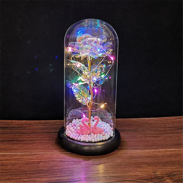 Galaxy Rose, Glass Rose, Enchanted Galaxy Rose In A Glass Dome, Beauty and the Beast Rose, Glowing Led Rose,