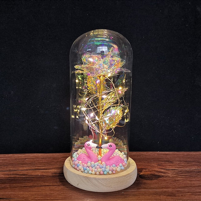 Galaxy Rose, Glass Rose, Enchanted Galaxy Rose In A Glass Dome, Beauty and the Beast Rose, Glowing Led Rose,