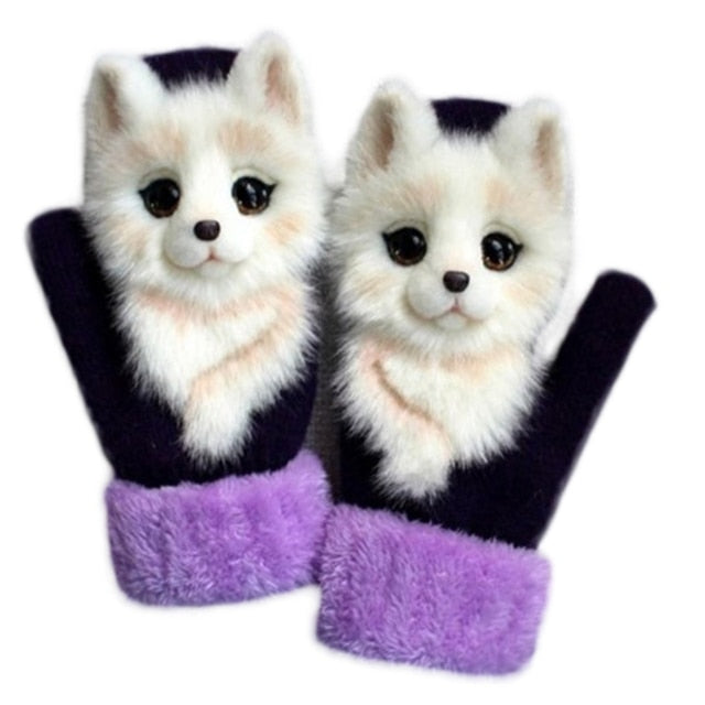 Cartoon Animal Fluffy Cozy Gloves