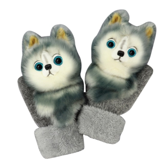 Cartoon Animal Fluffy Cozy Gloves