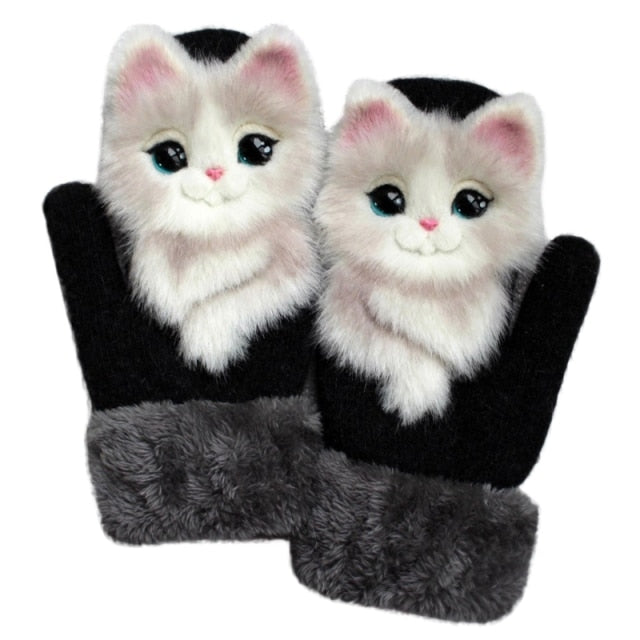 Cartoon Animal Fluffy Cozy Gloves