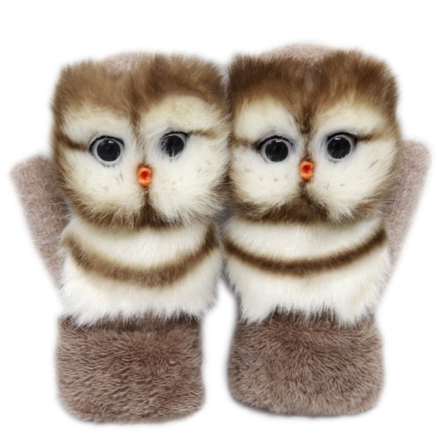 Cartoon Animal Fluffy Cozy Gloves