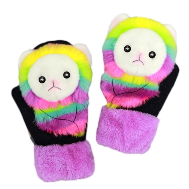 Cartoon Animal Fluffy Cozy Gloves