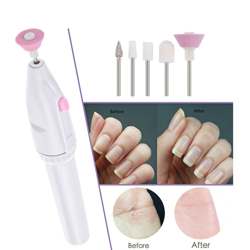 Easy to use Electric Nail Care Kit, 5 in 1 Manicure Set machine, Nail Drill File Grinder Grooming kit nail Buffer Polisher remover