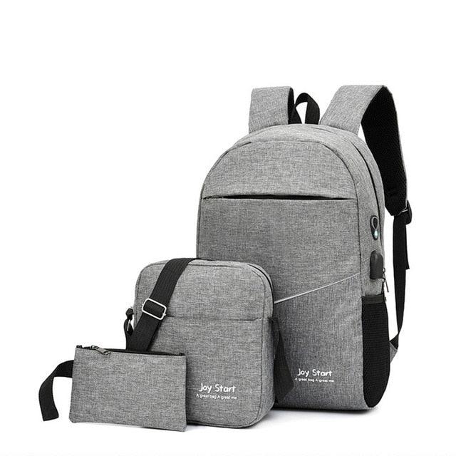 3PCS Night Reflective Backpack with USB Charging