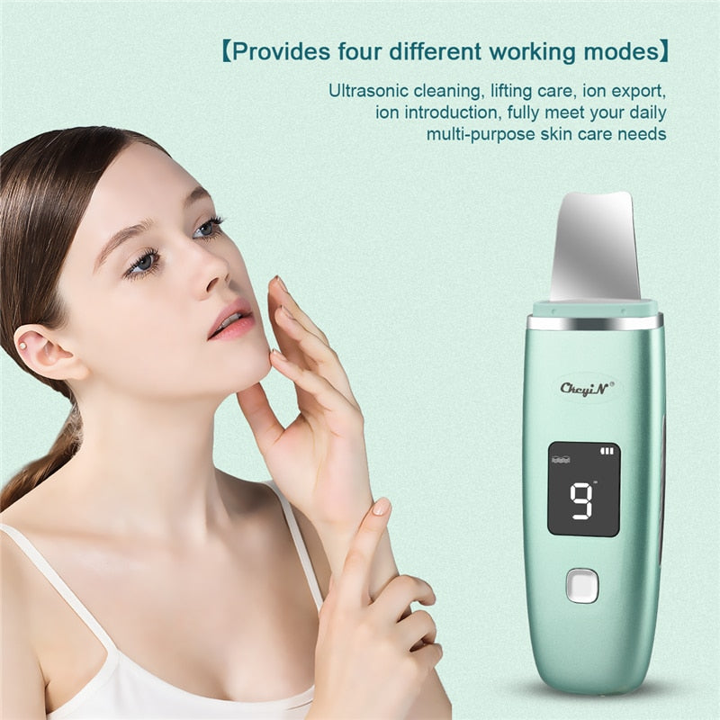 Facial Skin Ultrasonic Scrubber Blackhead Ance Remover Deep Cleansing Brush Anti Wrinkle Silicone Beauty Machine EMS Face Skin Care