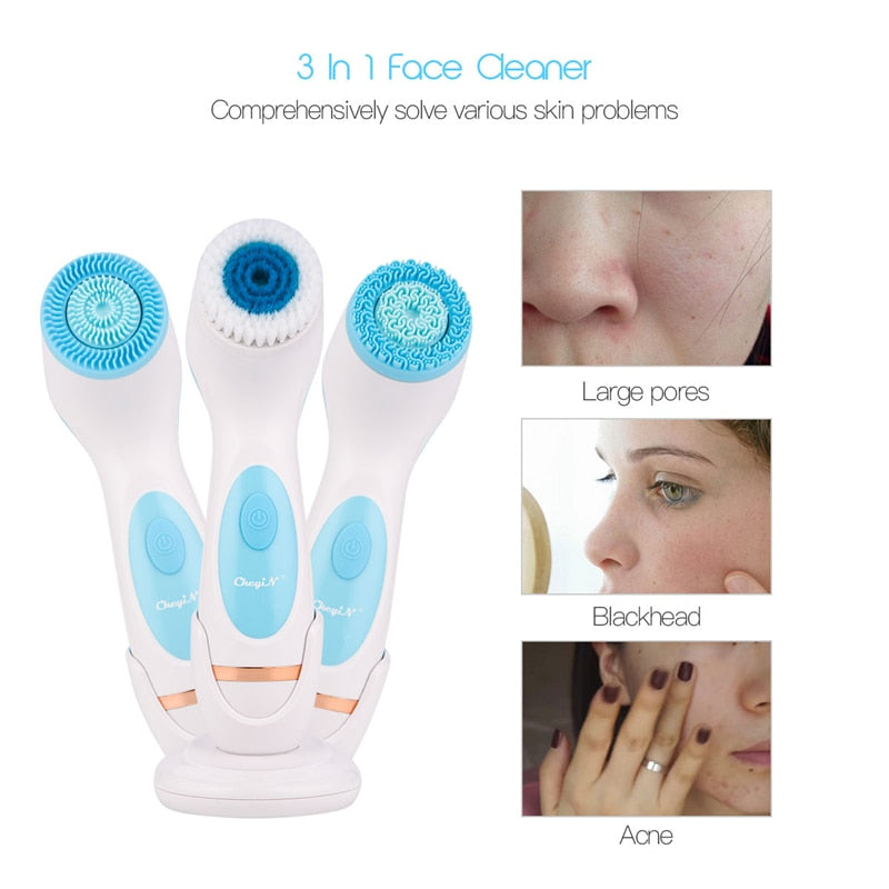 Facial Skin Ultrasonic Scrubber Blackhead Ance Remover Deep Cleansing Brush Anti Wrinkle Silicone Beauty Machine EMS Face Skin Care