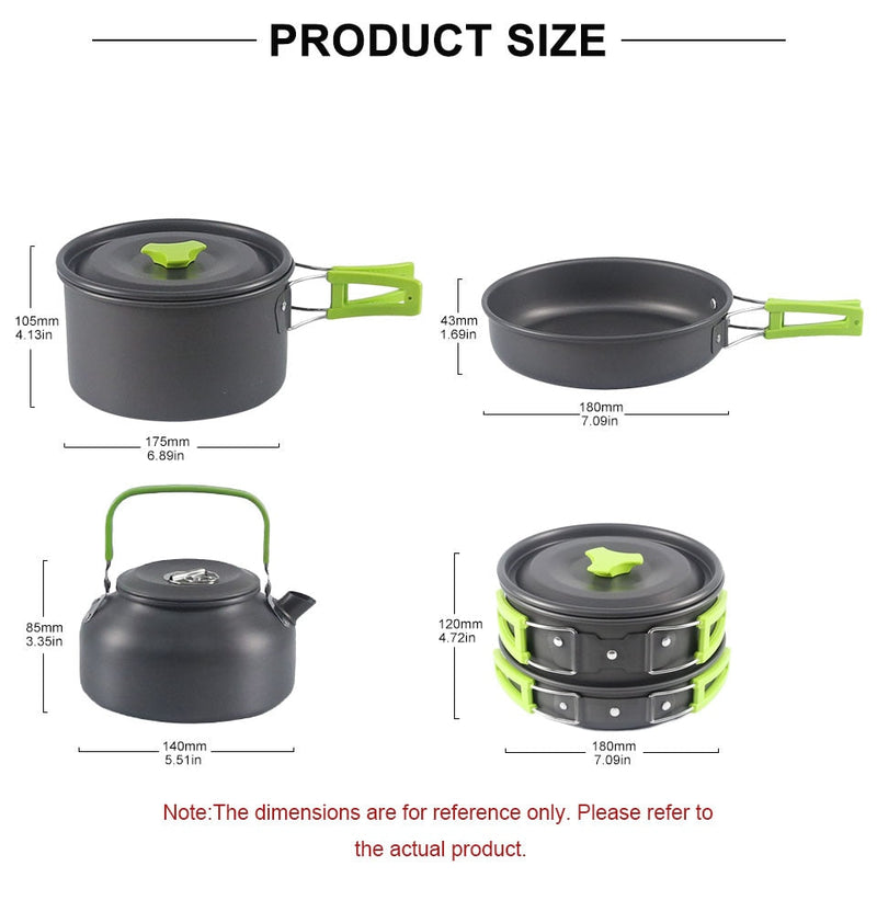 2-3 Person Super Portable Camping Cookware Kit | Aluminum Alloy