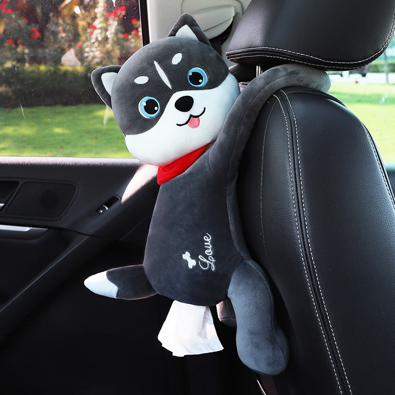 TissueBuddy | Cute Plush Animal Car Seat-Mounted Tissue Holder