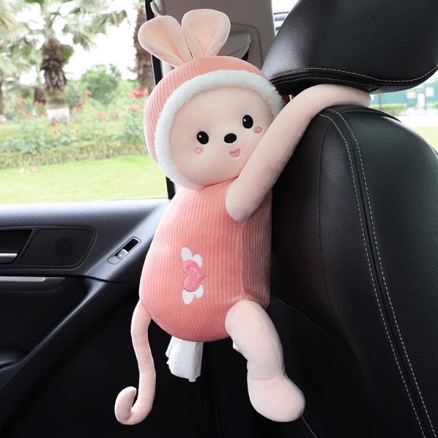 TissueBuddy | Cute Plush Animal Car Seat-Mounted Tissue Holder