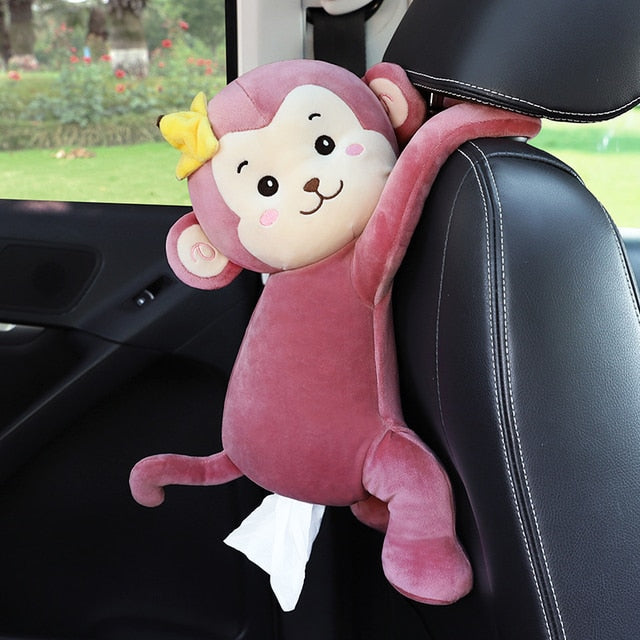 TissueBuddy | Cute Plush Animal Car Seat-Mounted Tissue Holder