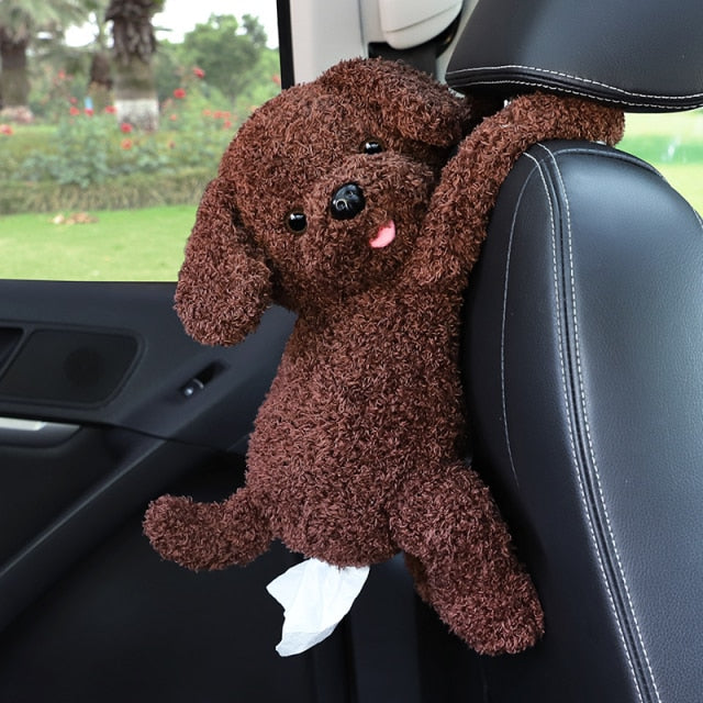 TissueBuddy | Cute Plush Animal Car Seat-Mounted Tissue Holder