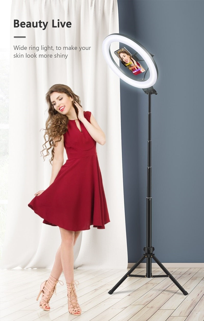 Professional Ring Lamp & Tripod Kit | Adjustable Height | Makeup, Photos and Streaming