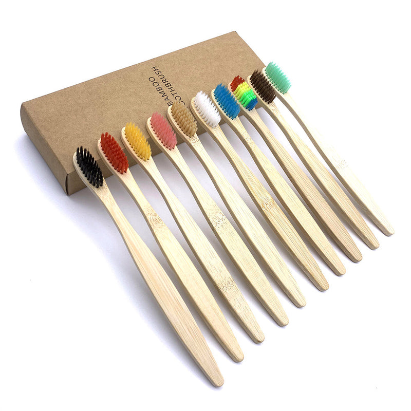 Bamboo Toothbrush Set | 10pcs | Colorful & Eco-Friendly