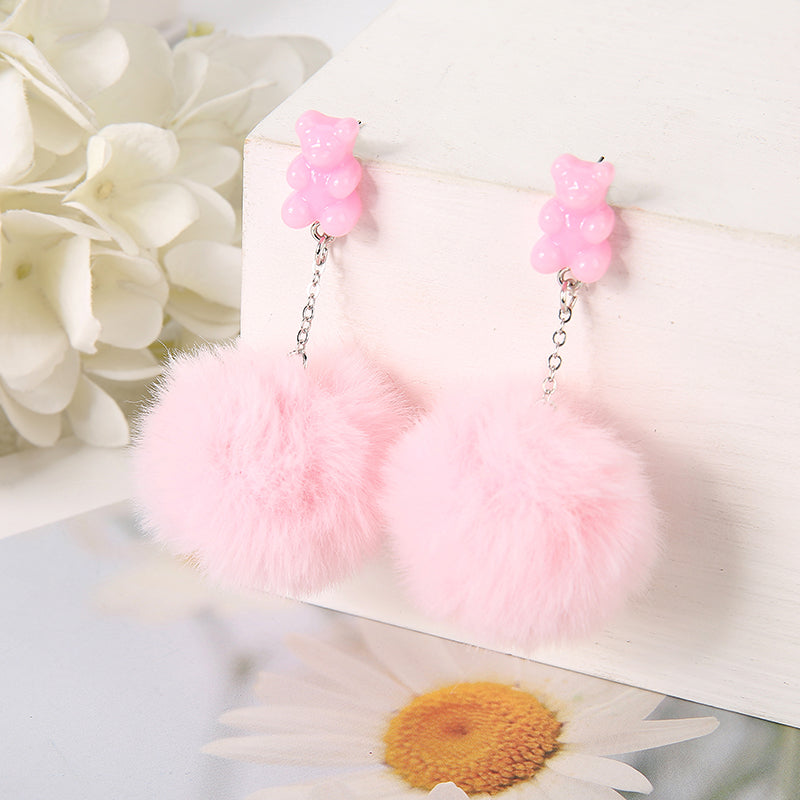 PomPom Bear Stud Earrings | Pair