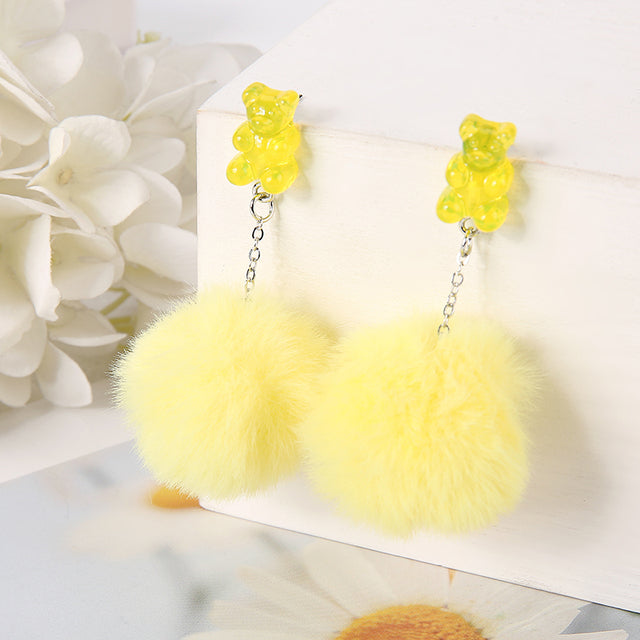 PomPom Bear Stud Earrings | Pair