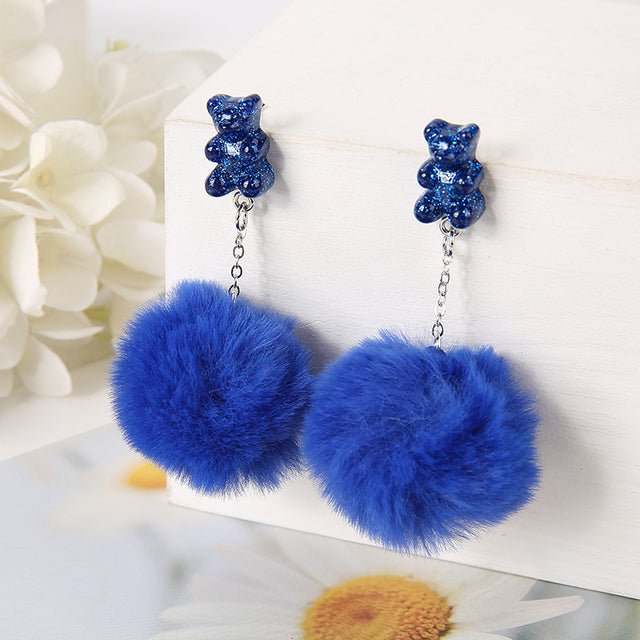 PomPom Bear Stud Earrings | Pair