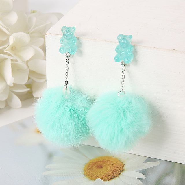 PomPom Bear Stud Earrings | Pair