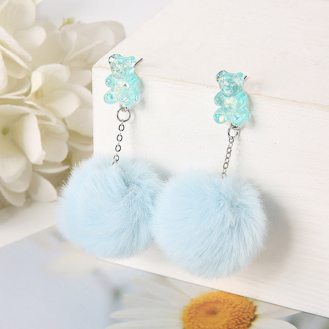 PomPom Bear Stud Earrings | Pair