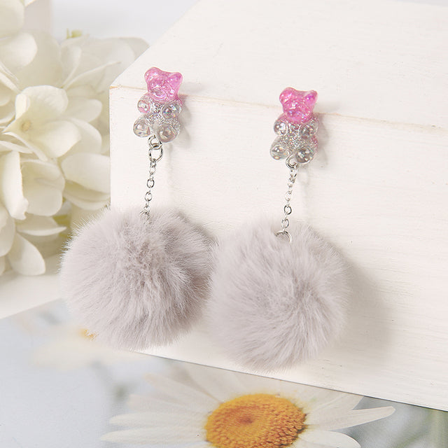 PomPom Bear Stud Earrings | Pair