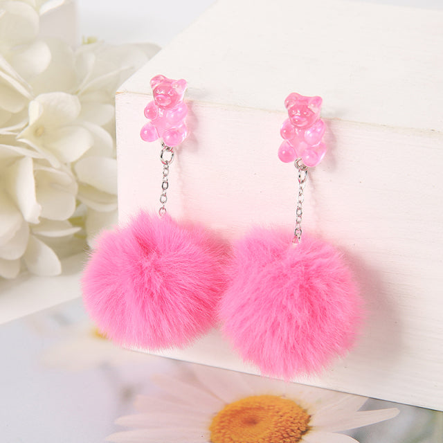 PomPom Bear Stud Earrings | Pair