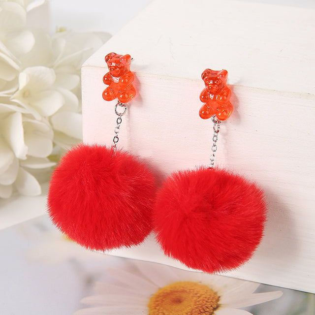 PomPom Bear Stud Earrings | Pair