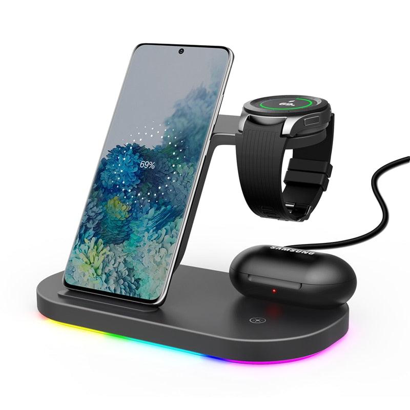 3 in 1 Wireless 15W Charger Stand Fast Charging for Samsung Galaxy Watch Buds