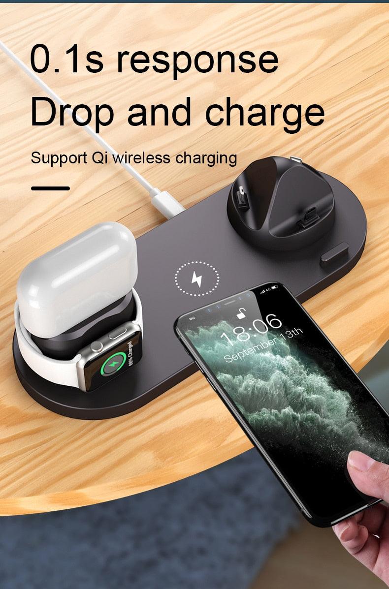 6 in 1 Wireless Charger For Apple Watch iPhone Airpods and Samsung