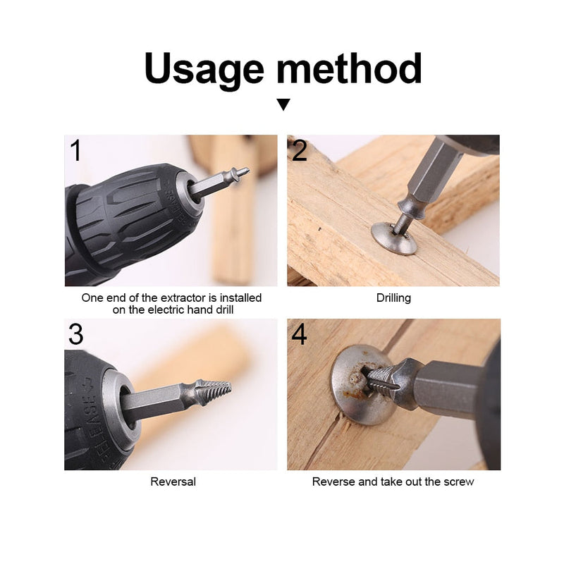 Damaged Screw Extractor, stripped screw remover, Drill Bit Extractor, Drill Set Broken Speed Out Bolt Extractor, Bolt Stud Remover