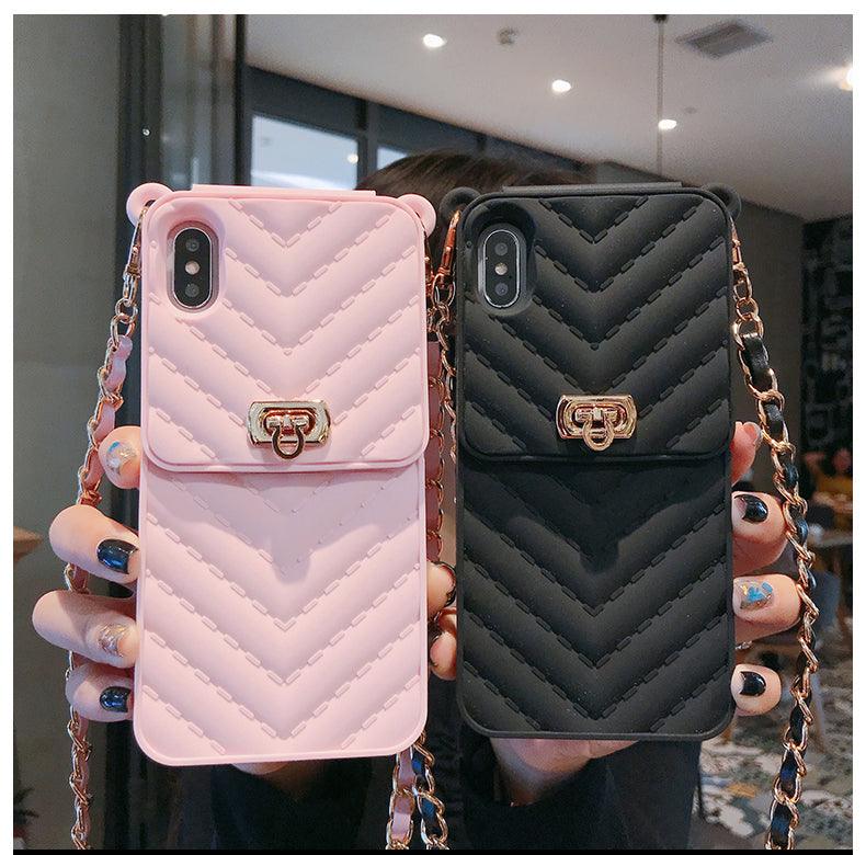 Long Strap Shoulder Wallet Cover For iPhone