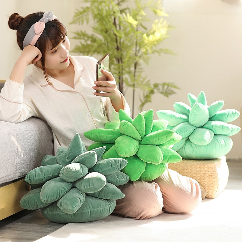 18" Succulent Plant Spiky Plushy Pillows