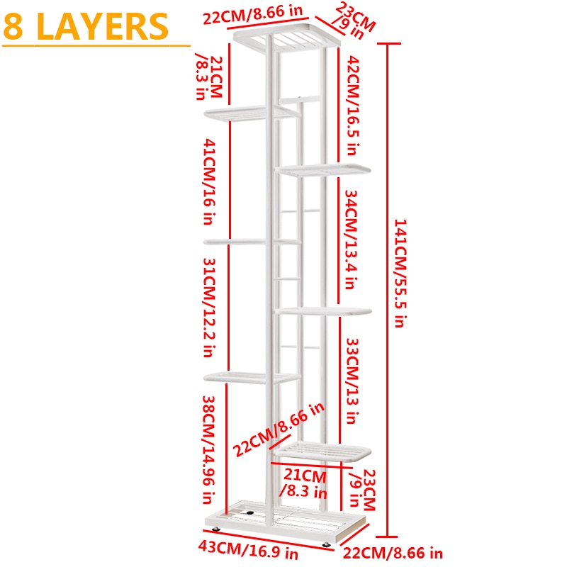 FlowerTower | Vertical Multi-Layered Plant Stand | 5/6/7/8 Levels