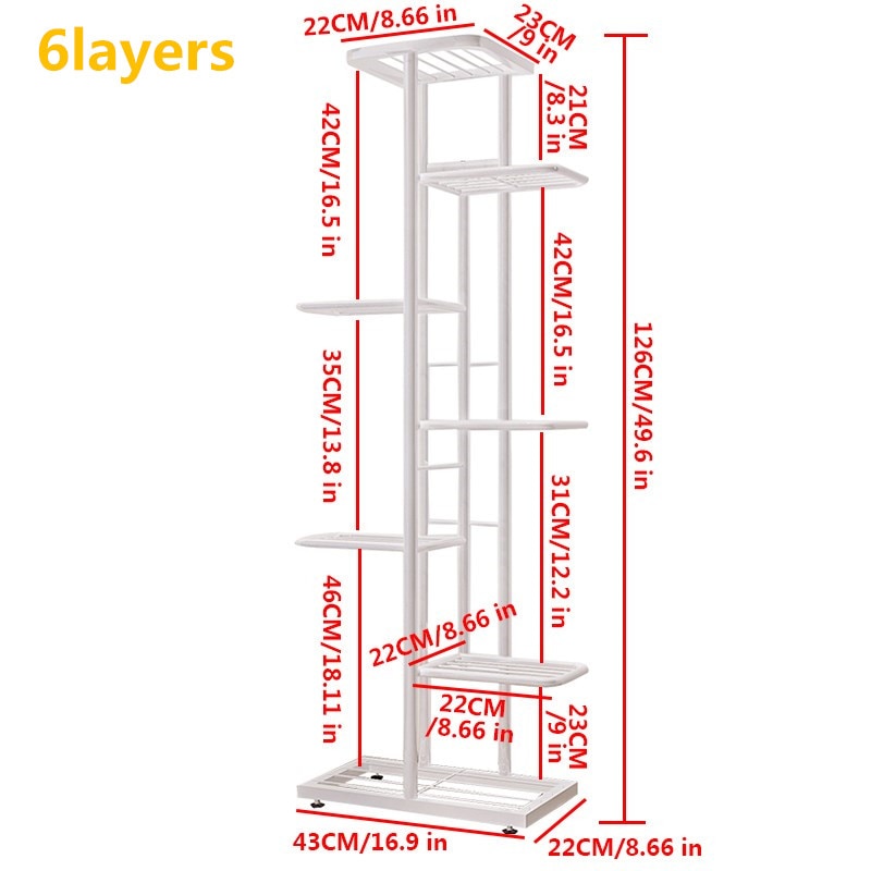 FlowerTower | Vertical Multi-Layered Plant Stand | 5/6/7/8 Levels