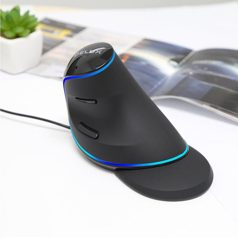 Delux M618 PLUS Ergonomics Wired/Wireless Vertical Gaming RGB Mouse 6 Buttons 4000 DPI