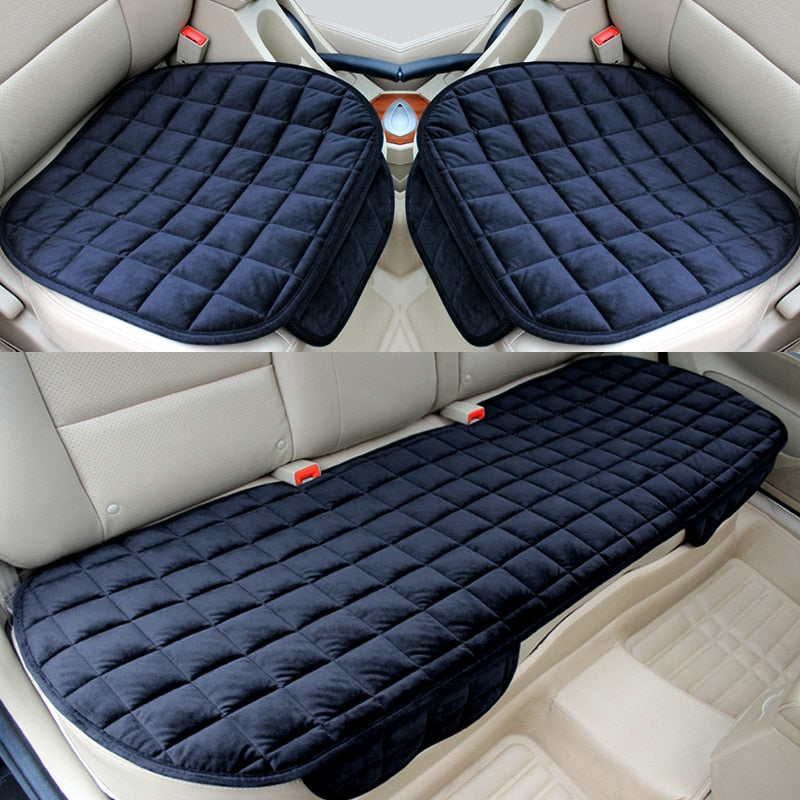 Car Seat Cover Front Rear Flocking Cloth Cushion Non Slide Winter Auto Protector Mat Pad Keep Warm Universal Fit Truck Suv Van