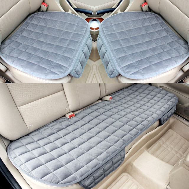 Car Seat Cover Front Rear Flocking Cloth Cushion Non Slide Winter Auto Protector Mat Pad Keep Warm Universal Fit Truck Suv Van