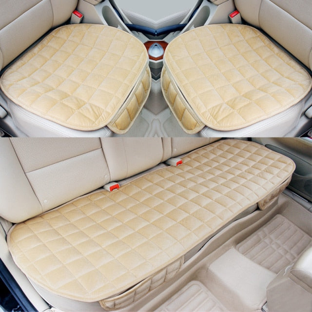 Car Seat Cover Front Rear Flocking Cloth Cushion Non Slide Winter Auto Protector Mat Pad Keep Warm Universal Fit Truck Suv Van