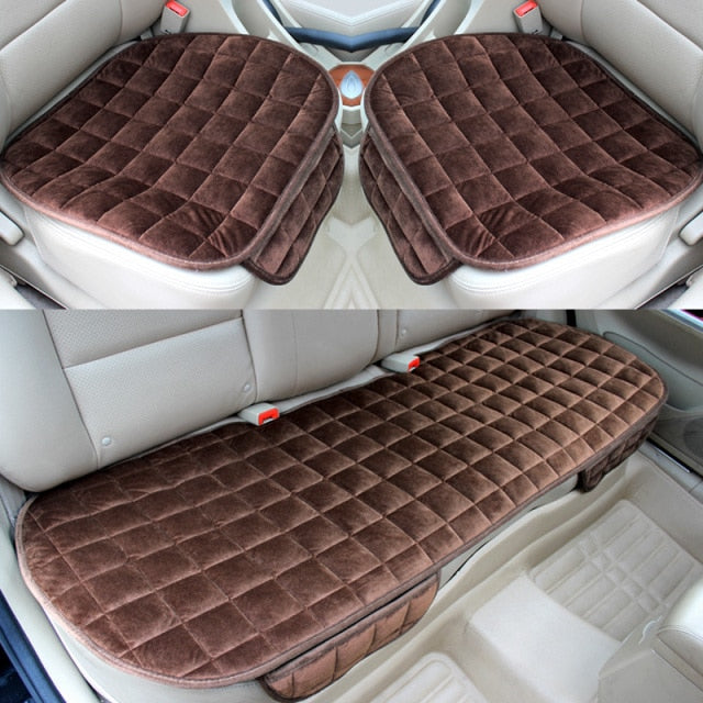 Car Seat Cover Front Rear Flocking Cloth Cushion Non Slide Winter Auto Protector Mat Pad Keep Warm Universal Fit Truck Suv Van