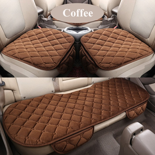 Car Seat Cover Front Rear Flocking Cloth Cushion Non Slide Winter Auto Protector Mat Pad Keep Warm Universal Fit Truck Suv Van