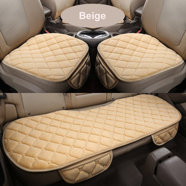 Car Seat Cover Front Rear Flocking Cloth Cushion Non Slide Winter Auto Protector Mat Pad Keep Warm Universal Fit Truck Suv Van