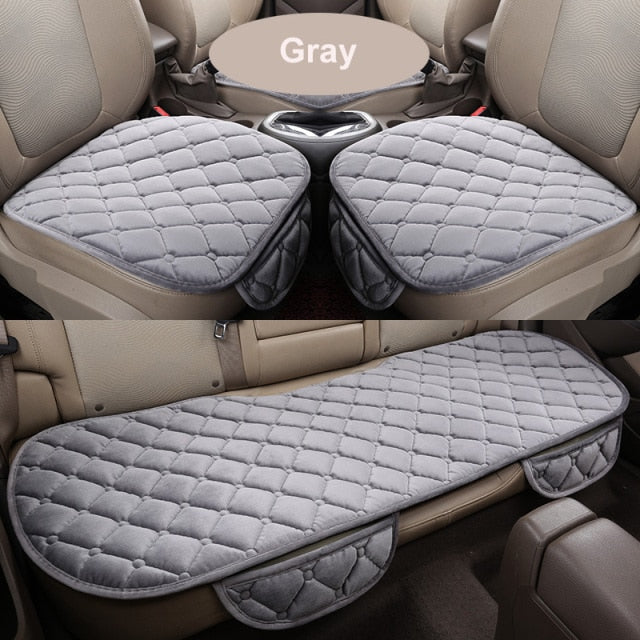 Car Seat Cover Front Rear Flocking Cloth Cushion Non Slide Winter Auto Protector Mat Pad Keep Warm Universal Fit Truck Suv Van