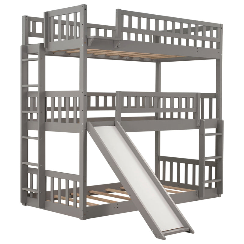 Twin-over-Twin Triple Bunk Bed with Slide