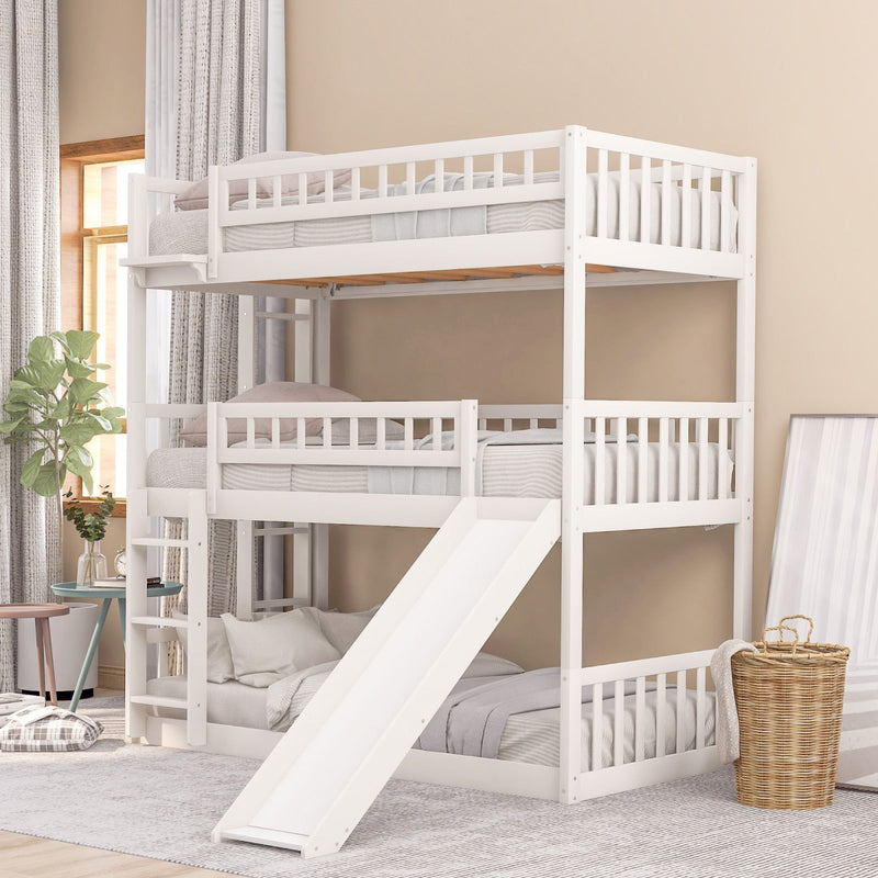 Twin-over-Twin Triple Bunk Bed with Slide