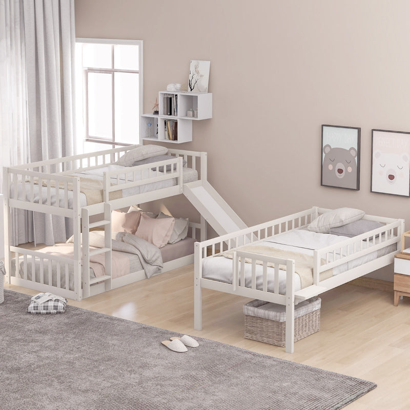 Twin-over-Twin Triple Bunk Bed with Slide