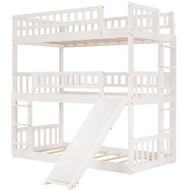 Twin-over-Twin Triple Bunk Bed with Slide