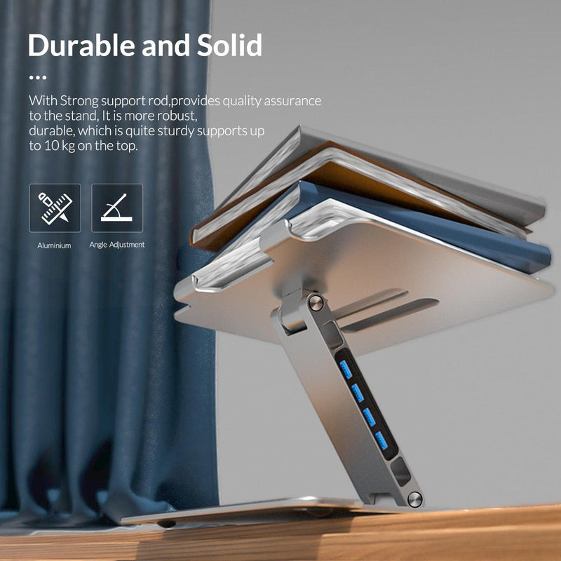 Foldable Laptop Aluminum Stand with 4 Port USB 3.0