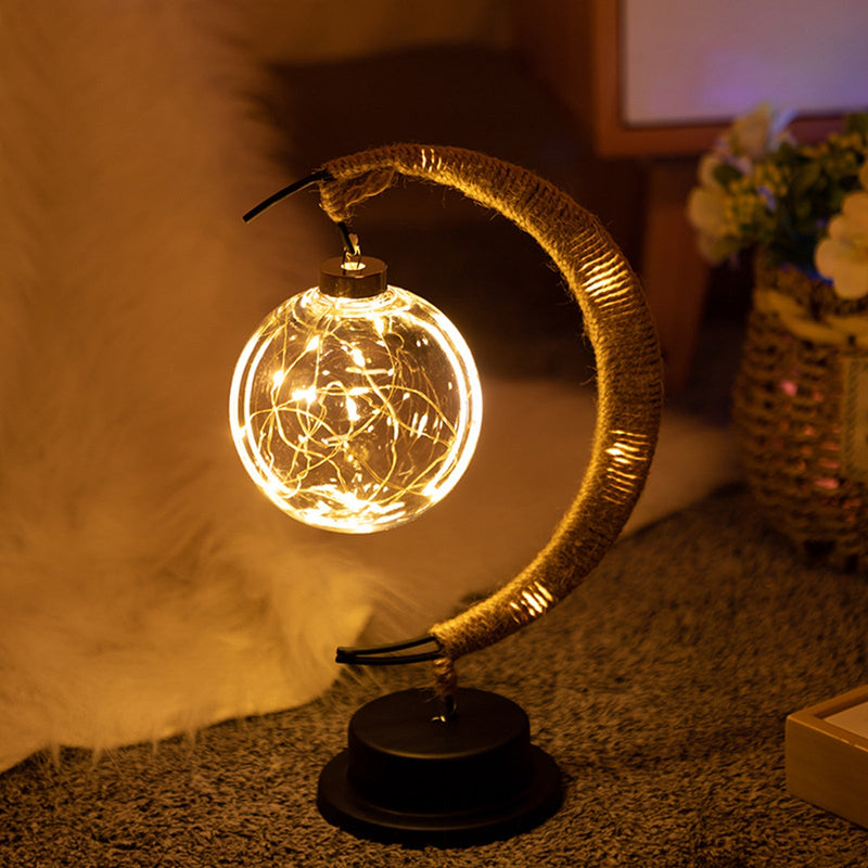 Hemp Rope & Iron Lunar Lamp | Atmospheric & Relaxing