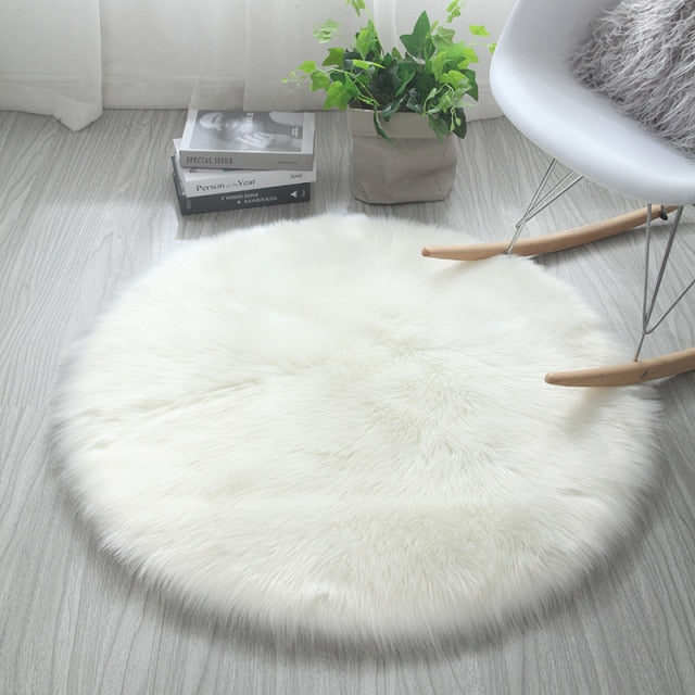 Round Fuzzy Imitation Fur Rugs